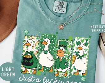 Comfort Colors® St Patrick's Day Shirt, Cute St Patrick's Tshirt, Funny St Patrick Goose Tee, Holiday Goose Top, Festive Apparel, Irish Gift