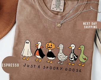 Comfort Colors® Just a Spooky Goose Shirt, Funny Halloween Goose Shirt, Goose in Halloween Costumes Shirt, Cute Horror Goose Shirt
