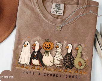 Comfort Colors® Halloween Goose Shirt, Funny Duck Halloween Tee, Cute Ghost Goose T-Shirt, Fall Animal Shirt, Spooky Season Gift