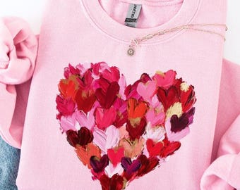 Valentine Sweatshirt, Heart Valentines Day Shirt for Women Gift, Love Shirts