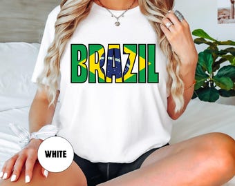 Brasil Shirt, Brazilian Gift, Brazil Flag Tee, Born to be Brilliant, Unisex National Day Apparel, Independence Day Tee