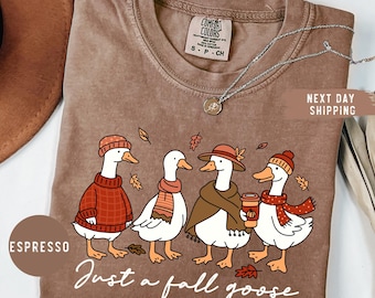 Comfort Colors® Just a Fall Goose Shirt, Autumn Cozy T-Shirt, Silly Goose Tee, Fall Goose Shirt, Goose Thanksgiving Gift, Autumn Vibes Tees
