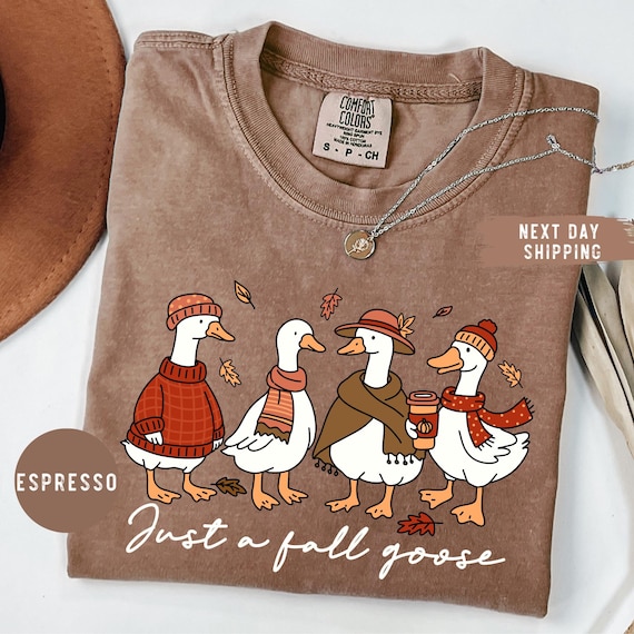 Comfort Colors® Just a Fall Goose Shirt, Autumn Cozy T-Shirt, Silly Goose Tee, Fall Goose Shirt, Goose Thanksgiving Gift, Autumn Vibes Tees