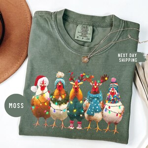 Comfort Colors® Christmas Chickens Shirt, Funny Christmas Chicken Shirt, Xmas Gift Christmas Farm, Holiday Season Shirt, Farm Lover Gift