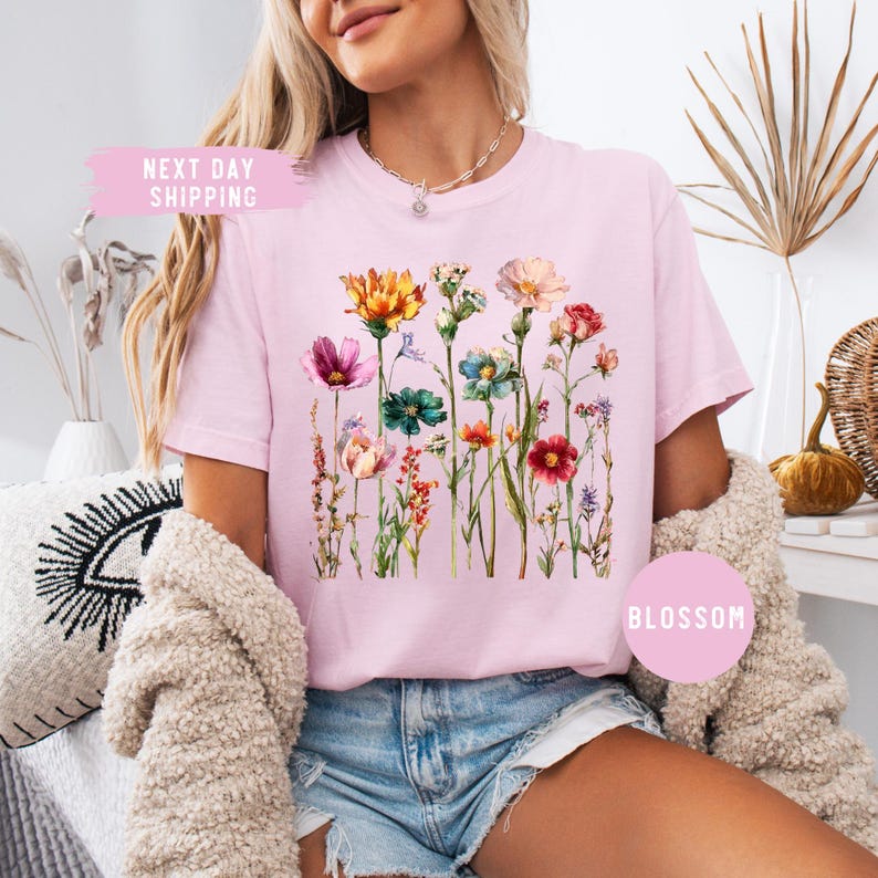 Comfort Colors® Boho Cottagecore Tshirt, Wildflowers T Shirt, Vintage ...