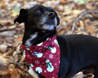 Snowman, Christmas, Winter, Plaid, Reversible Over the Collar Dog Bandana