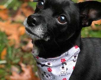 I Woof You, Paw Print, Over the Collar Dog Bandana, Reversible