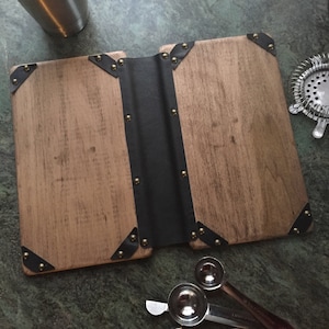Wood Menu Book with Photo Corners