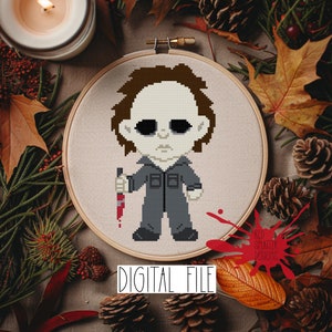 Michael Myers, Horror - Cross Stitch Digital Pattern. Chibi, Halloween, Horror movie, Slasher