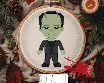 Chibi Frankenstein's Monster - Cross Stitch Pattern - Horror, Movie, Classic, Slasher, Monster, Killer, Nostalgic