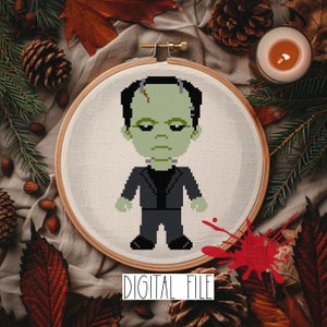 Frankenstein&#39;s Monster, Horror - Cross Stitch Pattern Digital. Chibi, Horror movie, Monster