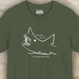 Camiseta de pizarra con tiburón Jaws Quint - Bella Soft Camiseta unisex vintage de la película Brody Hooper Orca Gran Blanco Amity Camiseta de regalo con dibujo de tiza