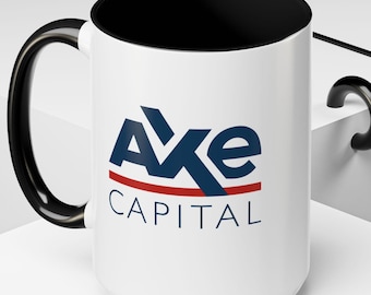 Billions Axe Capital Logo Mug (black accent) - TV Show Bobby Axlerod Wags Fan Finance Unique Gift Tea Coffee Collectible Company Cup