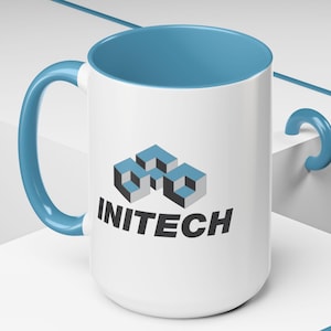Taza Initech Office Space (asa azul): regalo, película, marca ficticia, logotipo de la empresa, informe TPS, lugar de trabajo, clásico de culto, taza de café, té y nerd de los 90