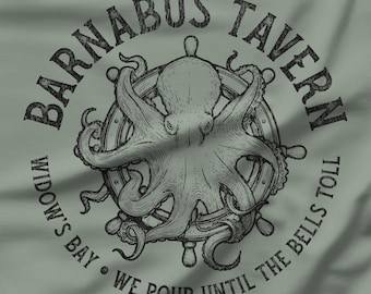 Barnabus Tavern Shirt, Widow's Bay Tee, Fictional Pub Octopus Kraken Gift, Vintage Nautical T-Shirt