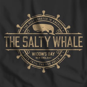The Salty Whale of Widow's Bay T-Shirt - Soft Vintage Seafood Restaurant Bar Pub Tee