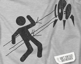 Koszulka z ostrzeżeniem o wieżyczce Portal Aperture Science – unisexowa koszulka z nadrukiem vintage dla graczy