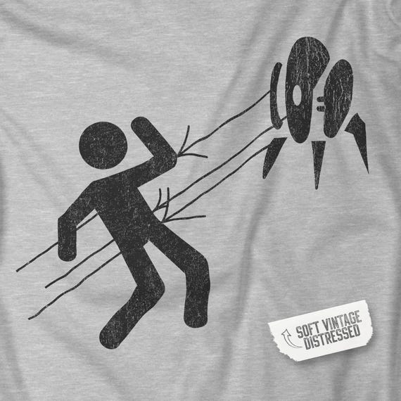 Portal Aperture Science Turret Warning Shirt - Unisex Vintage Distressed Gamer Gift Tee