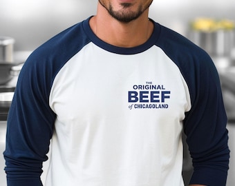 Koszulka baseballowa "The Bear TV Show Original Beef of Chicagoland" - raglanowa, unisexowa, z nadrukiem Berf Cosplay dla fanów