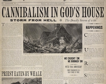 Widow's Bay Gazette Zeitungsplakat - Apple TV-Serie inspiriert - Vintage 1786 Titelseitenwandkunst
