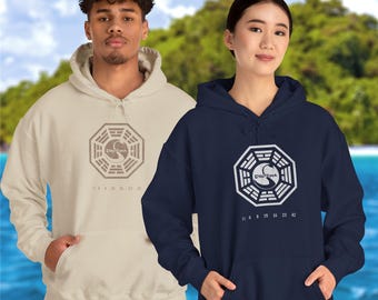 Dharma Initiative LOST Show Hoodie - Swan Station Logo Vintage Distressed Soft Unisex Sweatshirt with Hatch Numbers TV 815 Fan Gift Tee