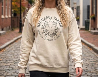 Barnabus Tavern Sweatshirt, Widow's Bay Crewneck, Fictional Pub Octopus Kraken Nautical Gift