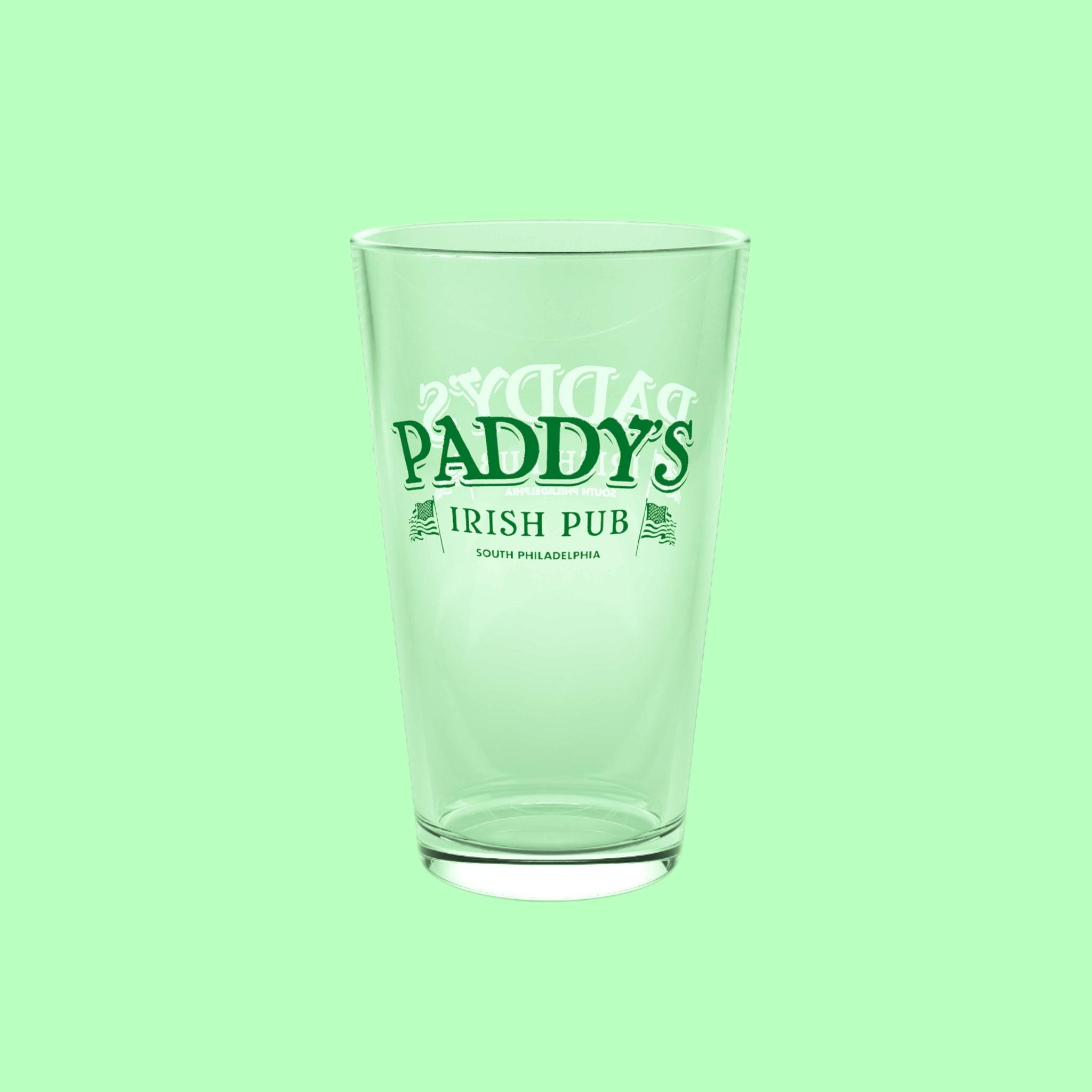 Paddy's Pub Pint Glass - Its Always Sunny In Philadelphia Fan 16 oz Irish St Patricks Day Mac Charlie Dennis Dee Cup Mug Drinkware Logo Gift