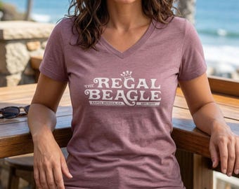 Regal Beagle Womens V-Neck Shirt, Three's Company Bella+Canvas Tee, 70s Sitcom Fan Gift