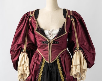 Kostium cosplay LARP inspirowany Elizabeth Swann w czerwonej sukni piratów