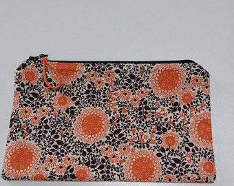 Pouch in Orange and black floral
