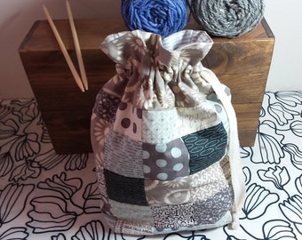 Drawstring knitting/crochet project bag.