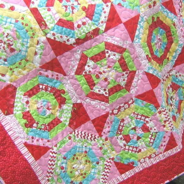 Sweet Cherry Lemonade Contemporary Modern Quilt