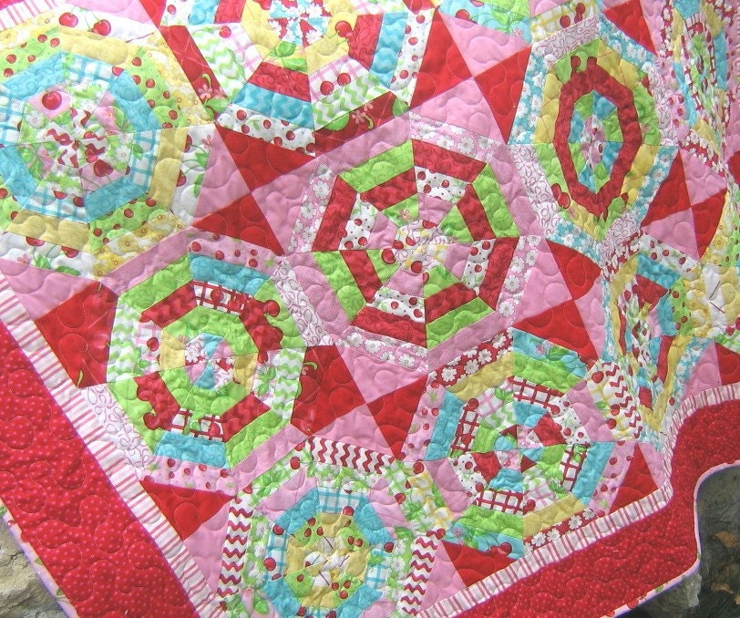 Sweet Cherry Lemonade Contemporary Modern Quilt Etsy
