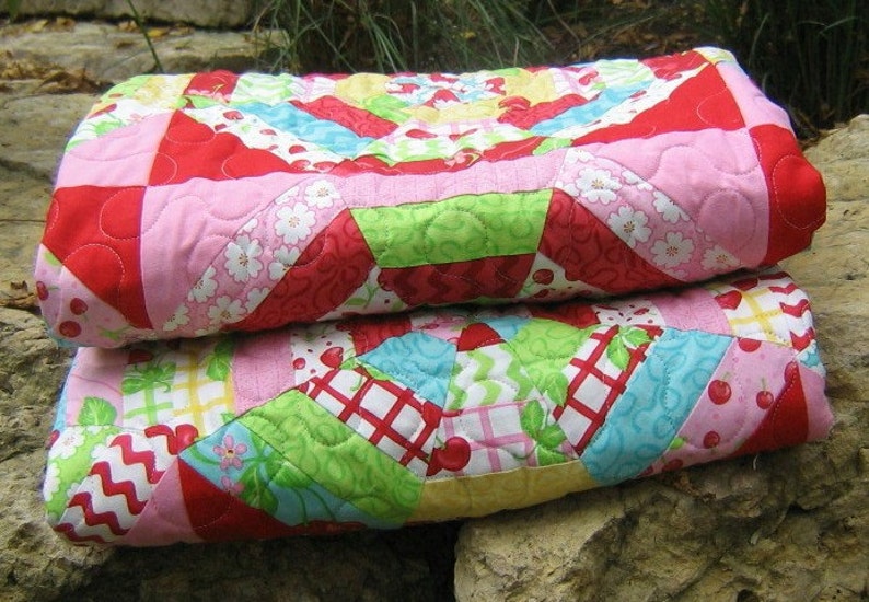 Sweet Cherry Lemonade Contemporary Modern Quilt
