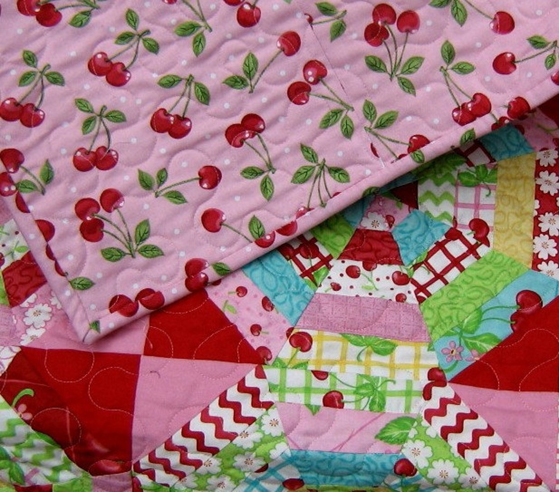 Sweet Cherry Lemonade Contemporary Modern Quilt Etsy