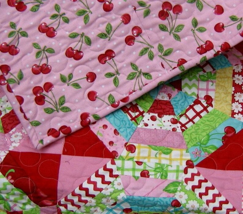 Sweet Cherry Lemonade Contemporary Modern Quilt