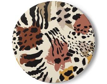 Animal Print Ceramic Coaster Modern Safari Home Decor Drinking Accesory Gift