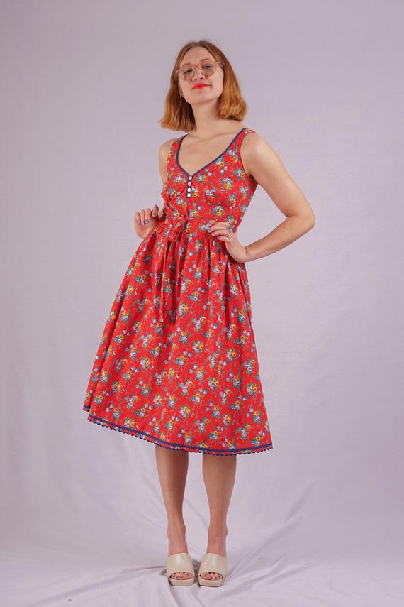 Rode bloemenjurk Etsy Nederland
