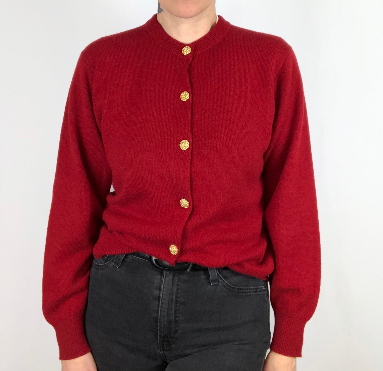 mens red cashmere cardigan