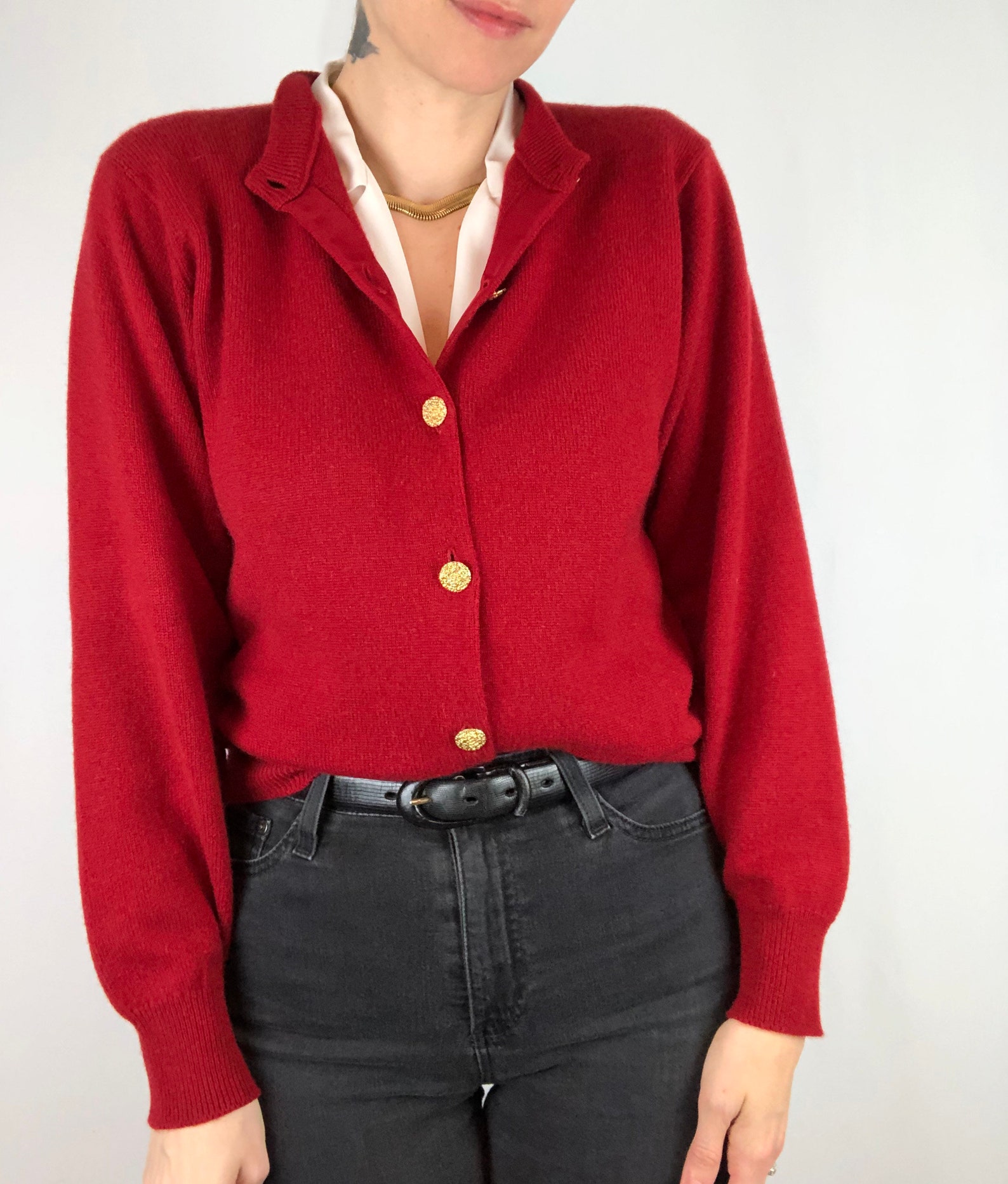 mens red cashmere cardigan