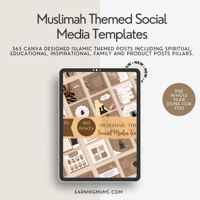 365 Instagram Muslim Themed Aesthetic Canva Templates | Neutral Brown ...
