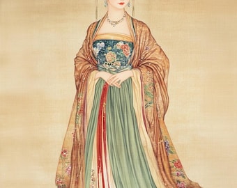 Tang Dynasty Lady Prints: Vintage Chinese Wall Art