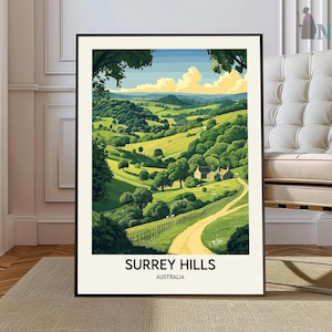 Surrey Hills Poster Surrey Hills Travel Print Wall Art England Wall Hanging Home Decor Surrey Hills Art Lover Gift Birthday Present