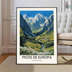Cartel de Picos de Europa, Arte de pared de Picos de Europa, Impresión de Picos de Europa, Foto de Picos de Europa, Arte de Picos de Europa, Pico Naranjo de Bulnes