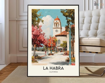 La Habra California Poster Print Orange County Wall Art Los Angeles Metro Community Decor USA Travel Illustration Gift