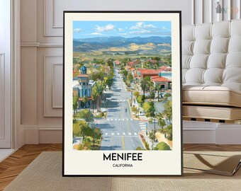 Poster aus Menifee, Kalifornien, Riverside County, Wandbild, Südwesten, Inland Empire, USA, Reiseillustration, Geschenk