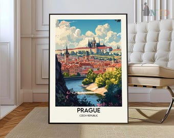 Prague Wall Print, Travel Poster, Vintage Art, Kitchen, Living Room Decor, Photograph, Gift For Her, Personalised, Cityscape