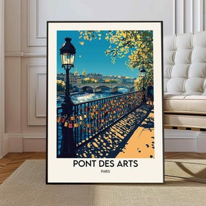 Pont des Arts poster, Pont des Arts print, Pont des Arts France, Pont des Arts Paris, Seine River poster, Pont des Arts decor