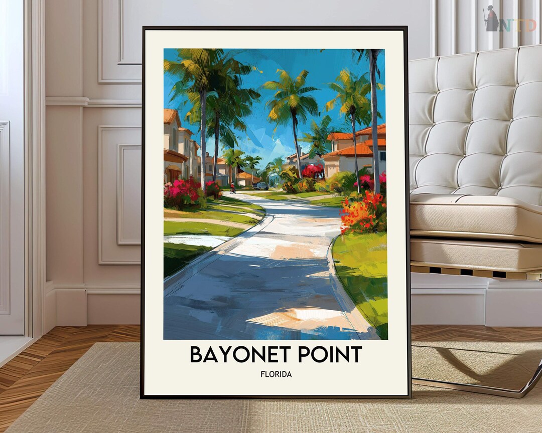 Bayonet Point Florida Poster, Gulf Coast Coastal Town Wall Art, Pasco ...