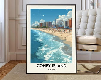Coney Island Print, Coney Island Poster, Coney Island Wall Art, Coney Island Travel, Coney Island art print, Coney Island artwork, New York